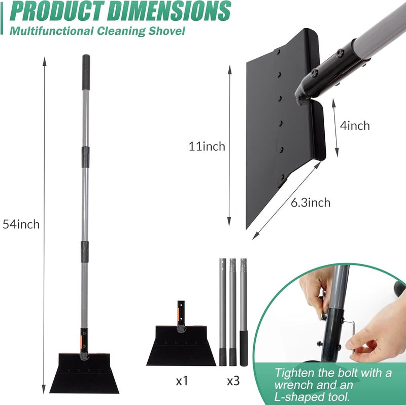 Suchtale Garden Flat Shovel Scraper, Heavy Duty Multifunctional Outdoor Cleaning Shovel with 54 Adjustable Long Handle, Ideal for Weed Removal, Lawn Edging, Trenching and Snow & Ice Scraping - Image 2